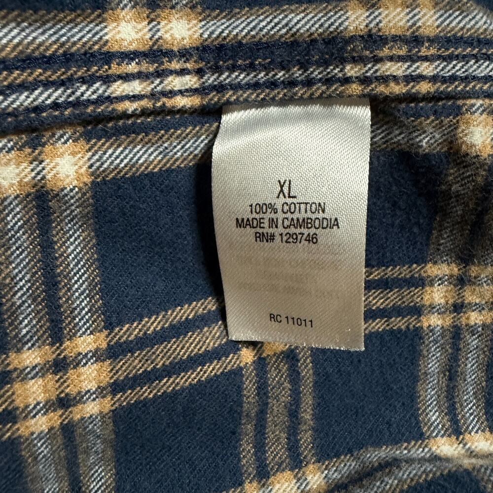 Ridgecut Toughwear Heavyweight Flannel Shirt Blue Tan Plaid Work Shirt Sz XL - Picture 8 of 8